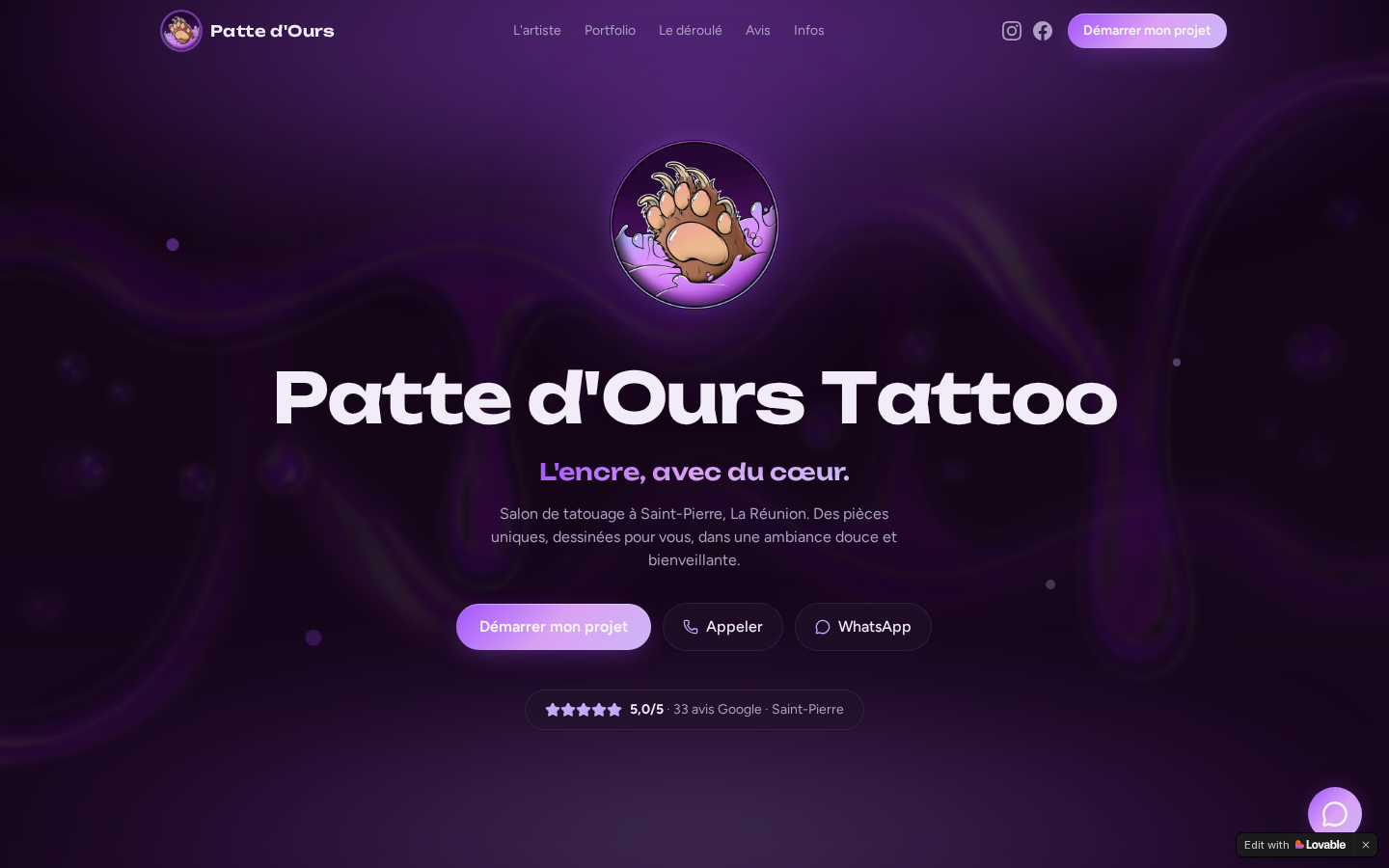Aperçu du site Patte d'Ours, réalisé par HitWeb